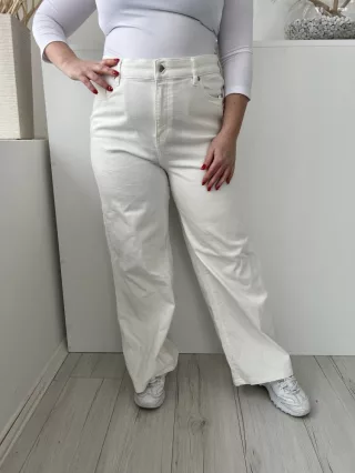   M&S (L) Fehér Elől Gombos, Zsebes Bőszárú, Farmer Nadrág