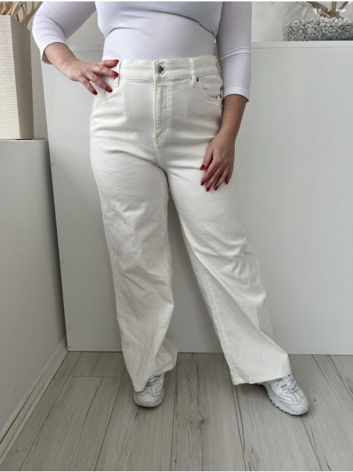 M&S (L) Fehér Elől Gombos, Zsebes Bőszárú, Farmer Nadrág