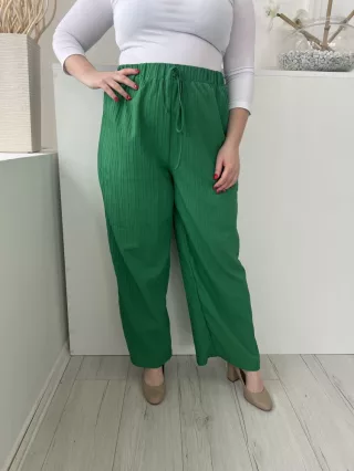   Shein (L) Fűzöld Anyagában Mintás, Gumisderekú Díszmegkötős, Bőszárú Nadrág