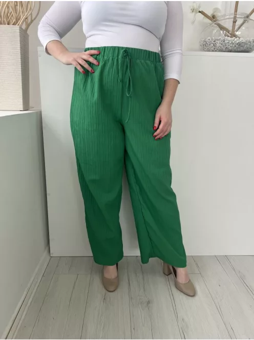 Shein (L) Fűzöld Anyagában Mintás, Gumisderekú Díszmegkötős, Bőszárú Nadrág