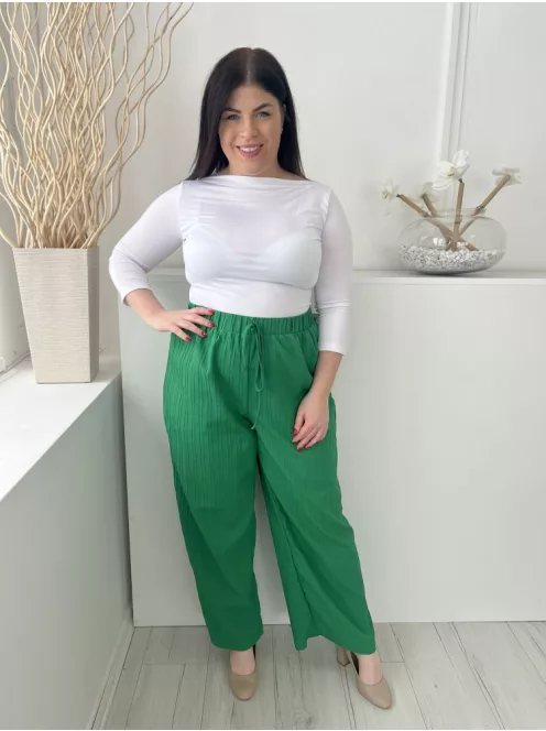 Shein (L) Fűzöld Anyagában Mintás, Gumisderekú Díszmegkötős, Bőszárú Nadrág