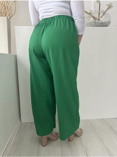 Shein (L) Fűzöld Anyagában Mintás, Gumisderekú Díszmegkötős, Bőszárú Nadrág