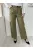 Pull&Bear (S) Khaki Elől Gombos, Oldalt Zsebes Övtartós, Bőszárú Nadrág