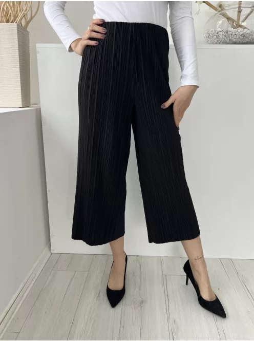 New Look (S) Fekete Gumisderekú, Pliszírozott Bőszárú, Elegáns Fazonú Nadrág