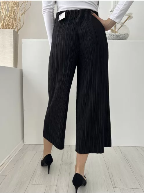 New Look (S) Fekete Gumisderekú, Pliszírozott Bőszárú, Elegáns Fazonú Nadrág