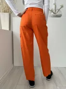 ÚJ Denim Co (S) Neon Narancs Elől Gombos, Oldalt Zsebes Övtartós Nadrág