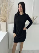 Primark (M) Fekete Anyagában Mintás, Elől Díszvarrásos Kerek Nyakú, Fodros Aljú Ruha