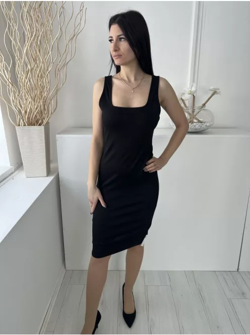 Primark (M) Fekete Pántos, Karcsúsított Enyhén Rugalmas Anyagú Ruha