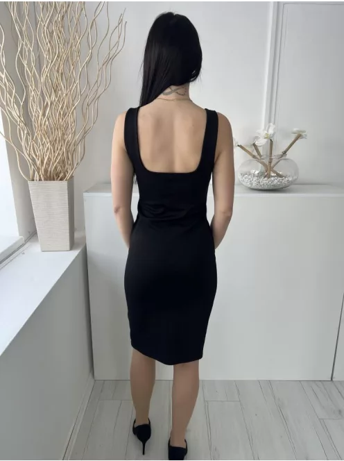 Primark (M) Fekete Pántos, Karcsúsított Enyhén Rugalmas Anyagú Ruha