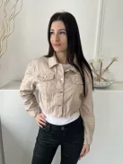 Shein (M) Drapp Elől Végig Gombos, Mellnél Díszzsebes Galléros, Farmer Kabát