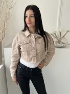 Shein (M) Drapp Elől Végig Gombos, Mellnél Díszzsebes Galléros, Farmer Kabát