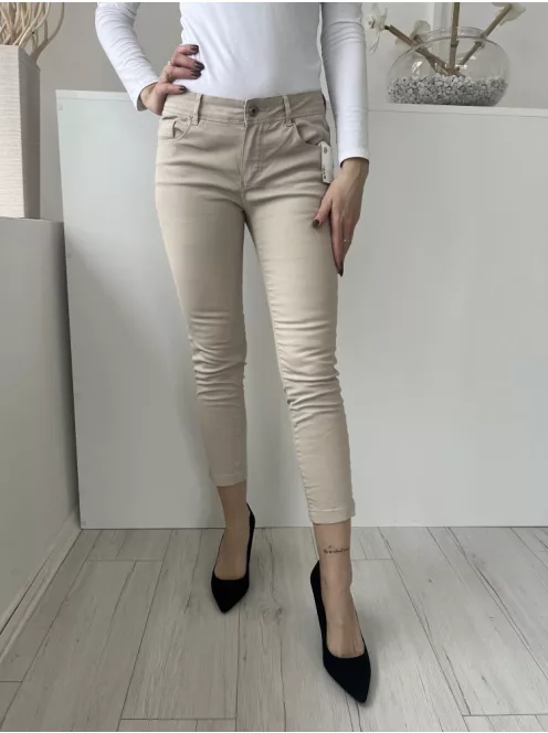 Massimo Dutti (M) Drapp Elől Gombos, Zsebes Szűkített Szárú Nadrág