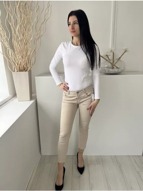 Massimo Dutti (M) Drapp Elől Gombos, Zsebes Szűkített Szárú Nadrág