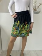 Oasis (M) Fekete Alul Színes Levélmintás, Gumisderekú Bélelt, Övtartós Szoknya