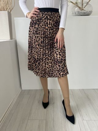   ÚJ Boohoo (M) Barna Fekete Foltmitás, Gumisderekú Pliszírozott, Bélés Nélküli Szoknya