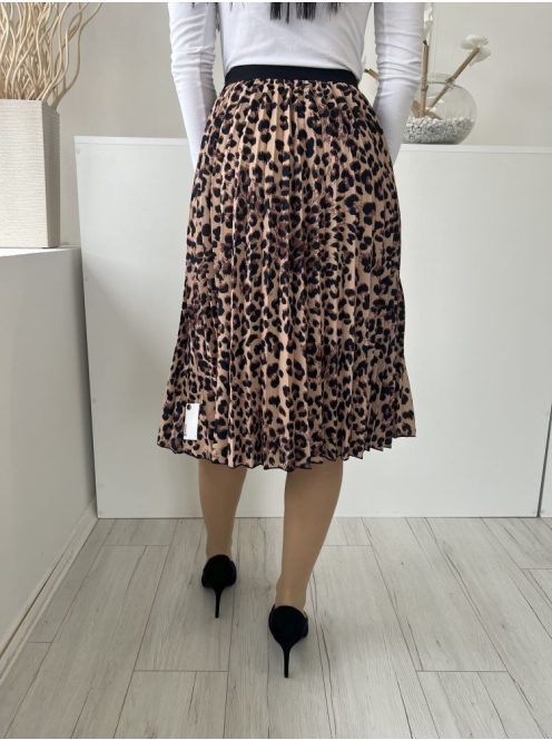 ÚJ Boohoo (M) Barna Fekete Foltmitás, Gumisderekú Pliszírozott, Bélés Nélküli Szoknya