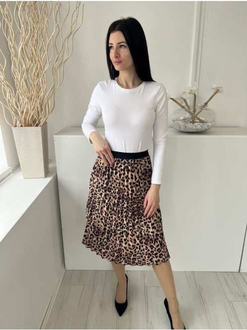 ÚJ Boohoo (M) Barna Fekete Foltmitás, Gumisderekú Pliszírozott, Bélés Nélküli Szoknya