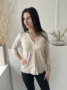 ÚJ Anonymous (S) Világosbarna Elől Végig Gombos, Anyagában Mintás Gépikötött Felső