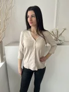 ÚJ Anonymous (S) Világosbarna Elől Végig Gombos, Anyagában Mintás Gépikötött Felső