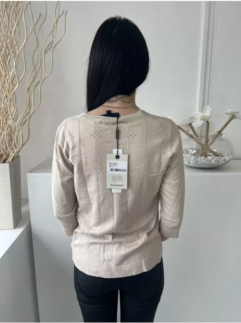 ÚJ Anonymous (S) Világosbarna Elől Végig Gombos, Anyagában Mintás Gépikötött Felső