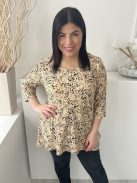 Bodyprints (M) Sárgásbarna Fekete Foltmintás, Bőaljú Kellemes Puha Anyagú Felső