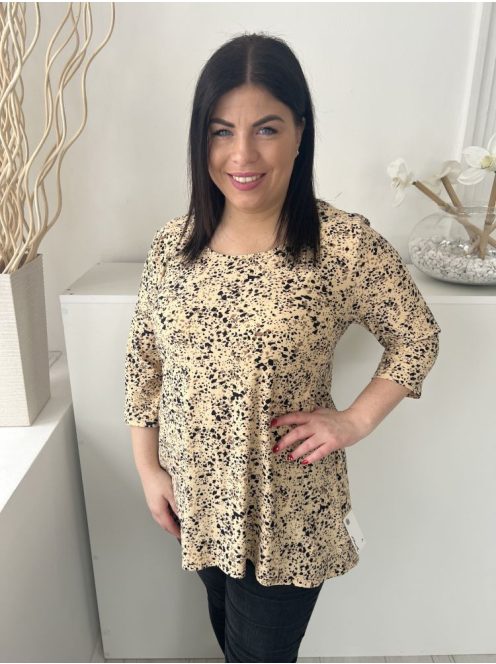 Bodyprints (M) Sárgásbarna Fekete Foltmintás, Bőaljú Kellemes Puha Anyagú Felső