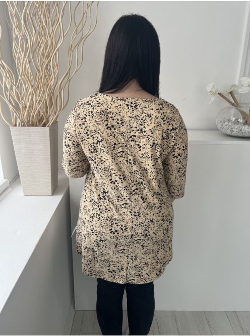 Bodyprints (M) Sárgásbarna Fekete Foltmintás, Bőaljú Kellemes Puha Anyagú Felső