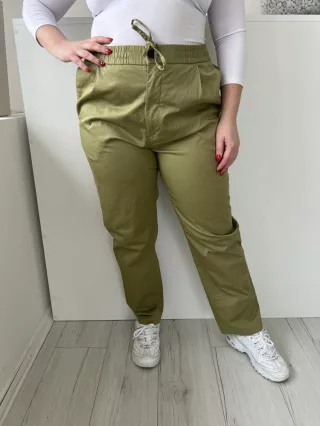   H&M (L) Világos Khaki Elől Gombos, Derékban Összehúzható Megkötős, Zsebes Nadrág