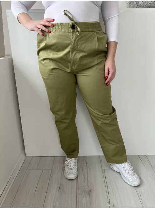 H&M (L) Világos Khaki Elől Gombos, Derékban Összehúzható Megkötős, Zsebes Nadrág