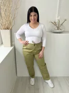 H&M (L) Világos Khaki Elől Gombos, Derékban Összehúzható Megkötős, Zsebes Nadrág