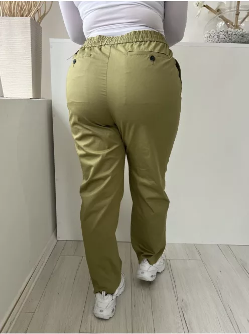 H&M (L) Világos Khaki Elől Gombos, Derékban Összehúzható Megkötős, Zsebes Nadrág