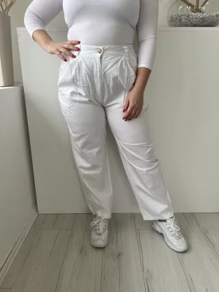   Sensations (L) Fehér Elől Gombos, Zsebes Övtartós, Hátul Gumisderekú Nadrág