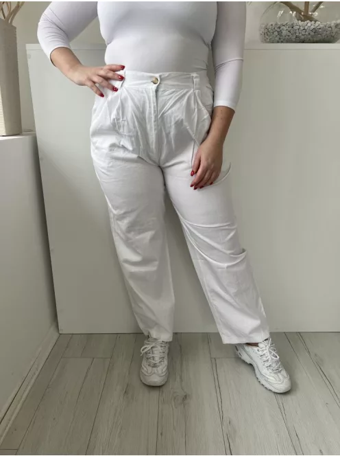 Sensations (L) Fehér Elől Gombos, Zsebes Övtartós, Hátul Gumisderekú Nadrág