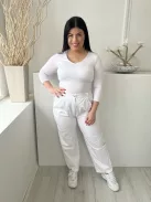 Sensations (L) Fehér Elől Gombos, Zsebes Övtartós, Hátul Gumisderekú Nadrág