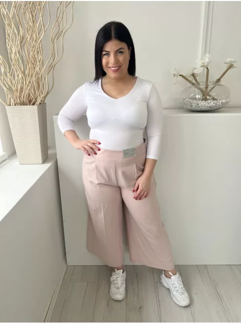 ÚJ Roman (L) Púder Oldalt Cipzáros, Elől Ráncolt Bőszárú Nadrág