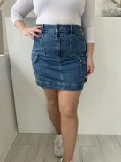 TopShop (L) Kék Elől Gombos, Oldalt Zsebes Övtartós, Farmer Szoknya