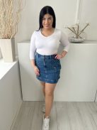 TopShop (L) Kék Elől Gombos, Oldalt Zsebes Övtartós, Farmer Szoknya