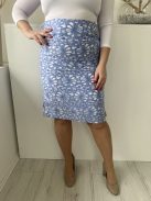 Helen Berman (L) Felhőkék Virágmintás, Hátul Cipzáros Hátul Sliccelt Szoknya