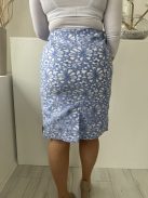 Helen Berman (L) Felhőkék Virágmintás, Hátul Cipzáros Hátul Sliccelt Szoknya