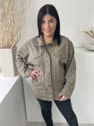 Nexzt (L) Khaki Elől Cipzáros, Patentos Mellnél Zsebes, Farmer Kabát