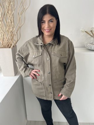   Nexzt (L) Khaki Elől Cipzáros, Patentos Mellnél Zsebes, Farmer Kabát