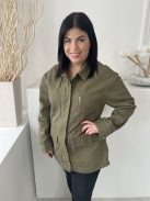 Primark (L) Khaki Elől Patentos, Mellnél Zsebes Galléros, Farmer Kabát