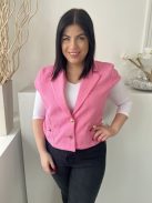 River Island (L) Rózsaszín Elől Gmbos, Díszzsebes Galléros Blézer