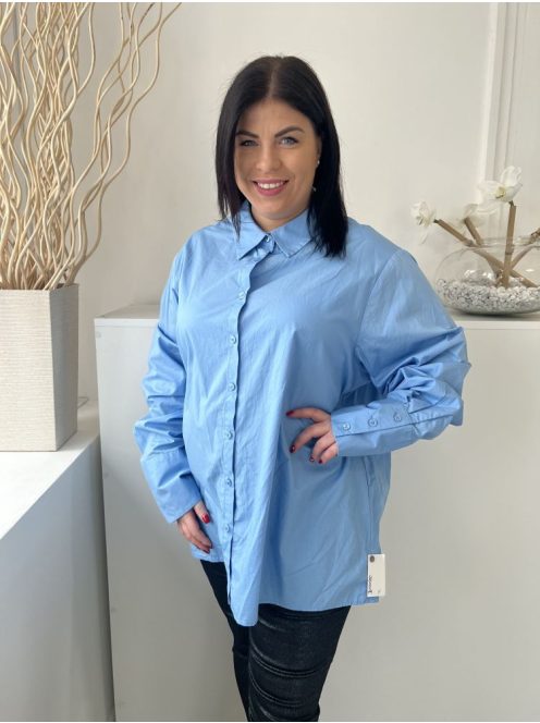 Pretty Little Thing (M) Kék  Elől Végig Gombos, Galléros 100% Pamut Alapanyagú, Bőfazonú Felső