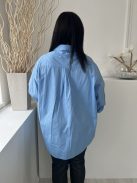 Pretty Little Thing (M) Kék  Elől Végig Gombos, Galléros 100% Pamut Alapanyagú, Bőfazonú Felső