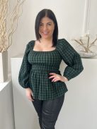 George (M) Fenyőzöld Fekete Kockás, Gumisderekú 40% Pamut Alapanyagú, Gumírozott Vállú Felső