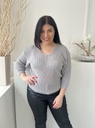 Images (M) Szürke V Kivágású, Rugalmas Anyagú Kötött Felső