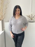 Images (M) Szürke V Kivágású, Rugalmas Anyagú Kötött Felső