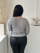 Images (M) Szürke V Kivágású, Rugalmas Anyagú Kötött Felső