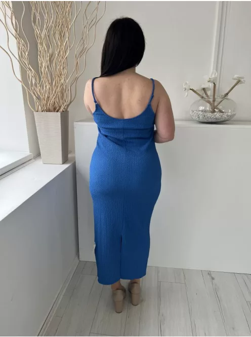 H&M (L) Királykék Anyagában Mintás, Pántos Hátul Sliccelt, Rugalmas Anyagú Ruha